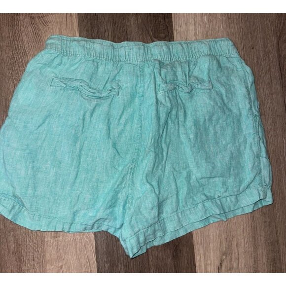 Womens C&C California Aqua Linen Shorts Size L Elastic Waist & Drawstring - Picture 3 of 6